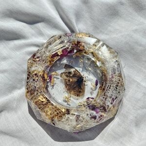 Real buckeye butterfly & snake shed dish/ash tray!